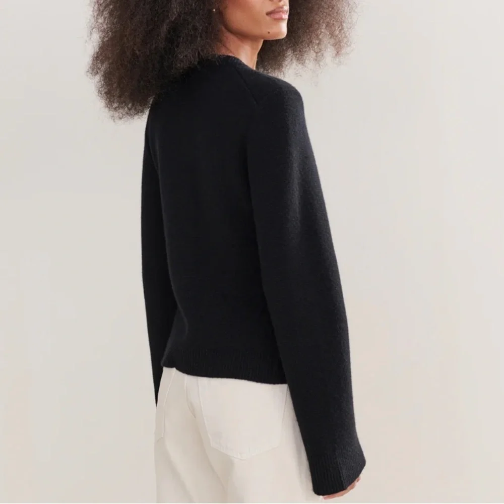 Jenni Kayne Cooper Wool Cashmere Crewneck Button Knit Cardigan Sweater Black - Picture 3 of 14
